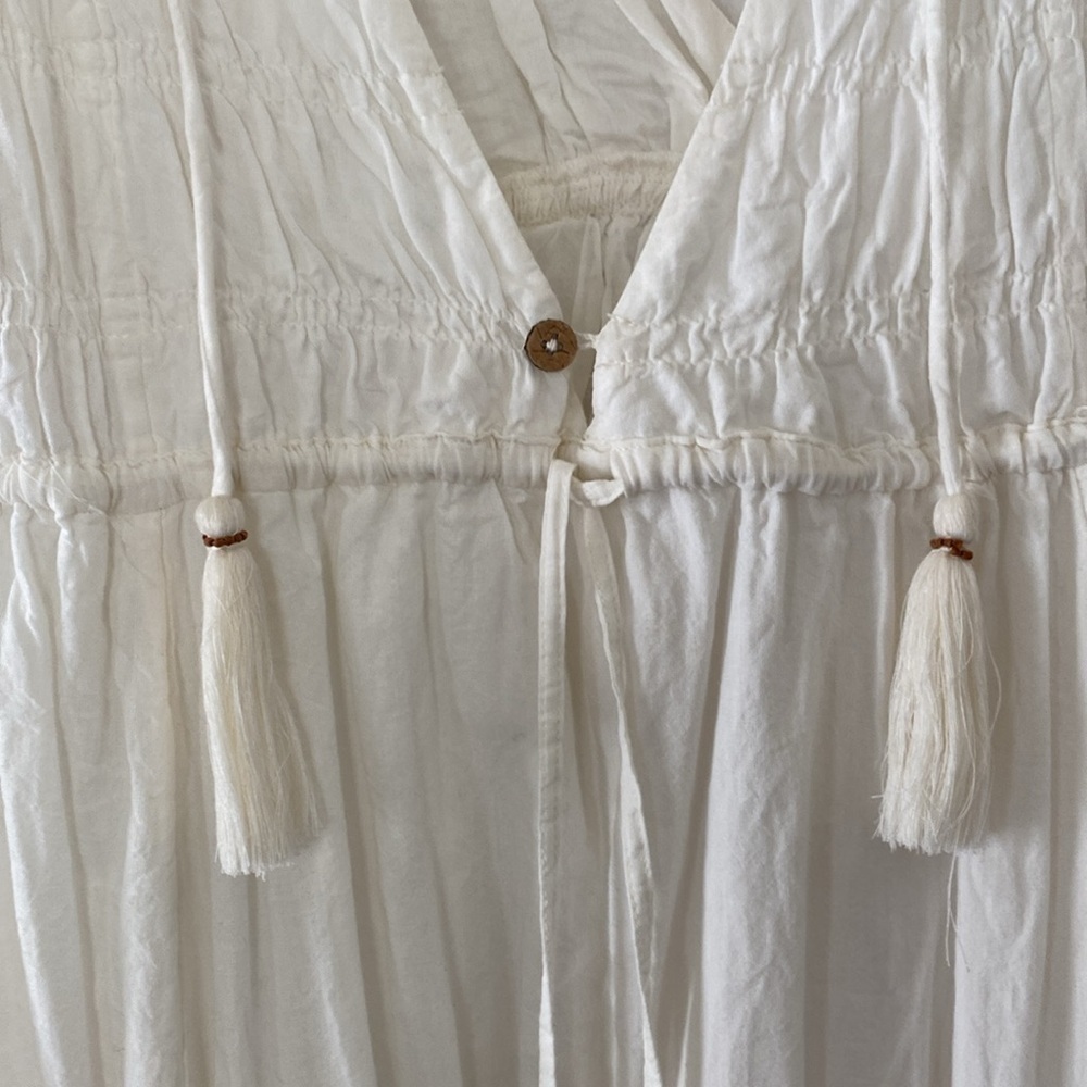 Free People Lulu Embroidered‎ Midi Dress Drawstring Waist Endless Summer Size XS - Picture 10 of 16